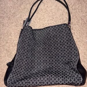 Coach Women's Black Patterned Shoulder Bag